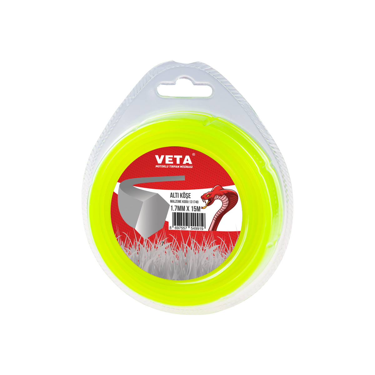 131740 MİSİNA PRO 1.7mm 15m SARI 6 KÖŞE