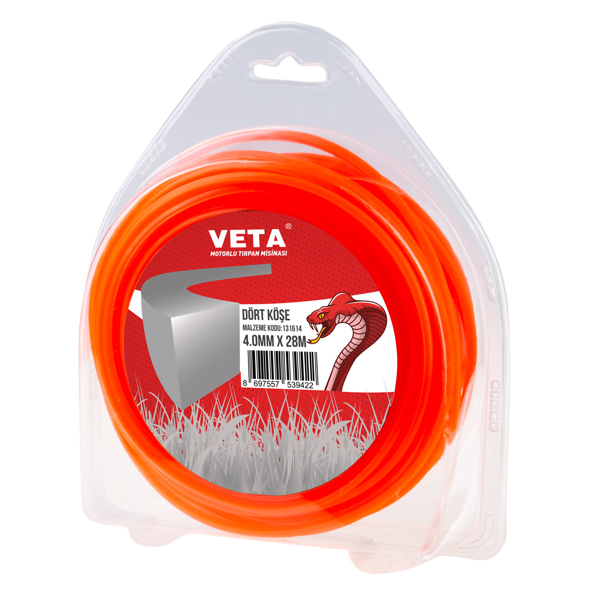 131614 MİSİNA PRO 4.0mm 28m TURUNCU 4 KÖŞE