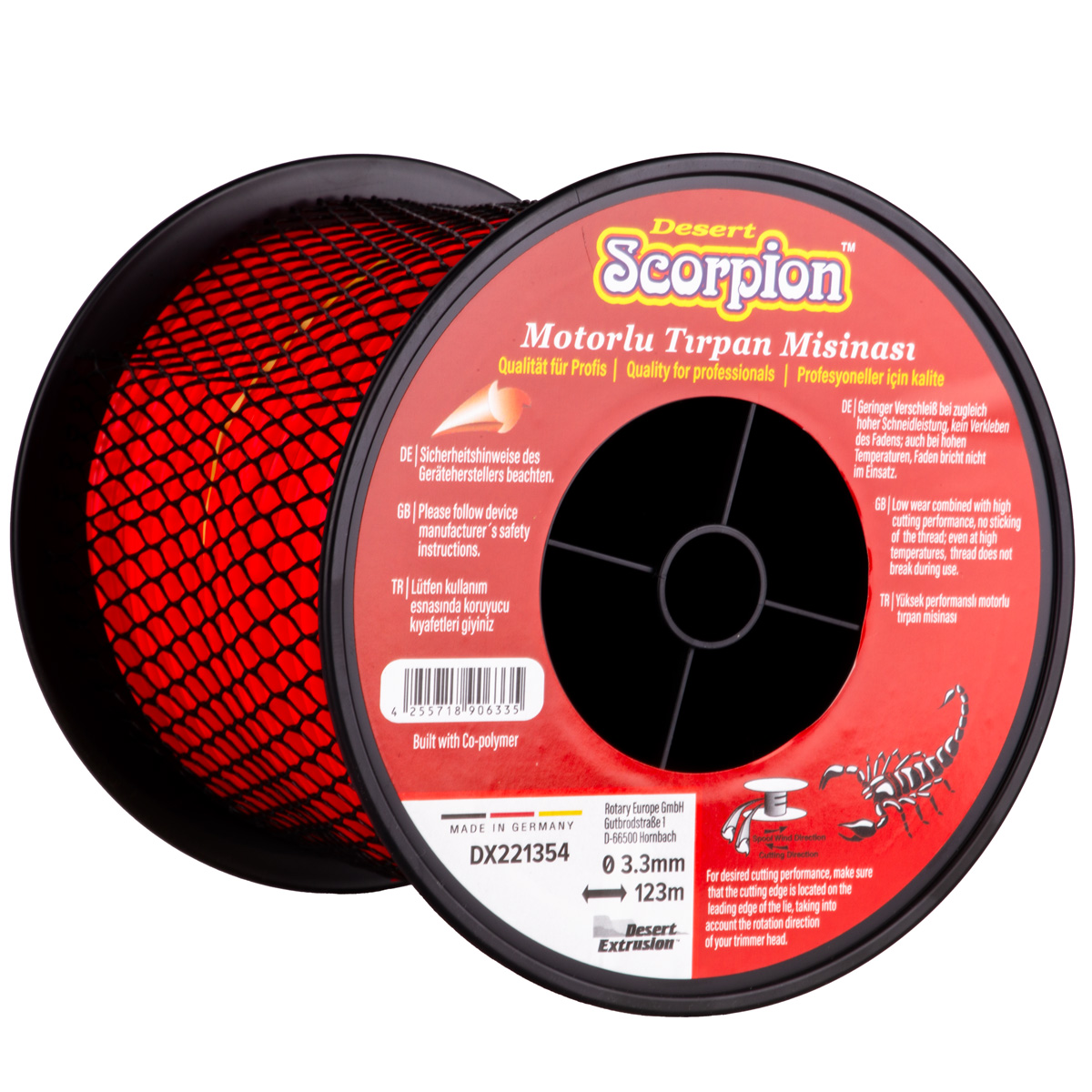 203287 MİSİNA 3.3mm 123m KIRMIZI 3 KÖŞE SCORPION